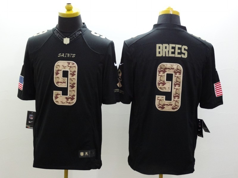 Men's New Orleans Saints Drew Brees #9 Black Team Jersey